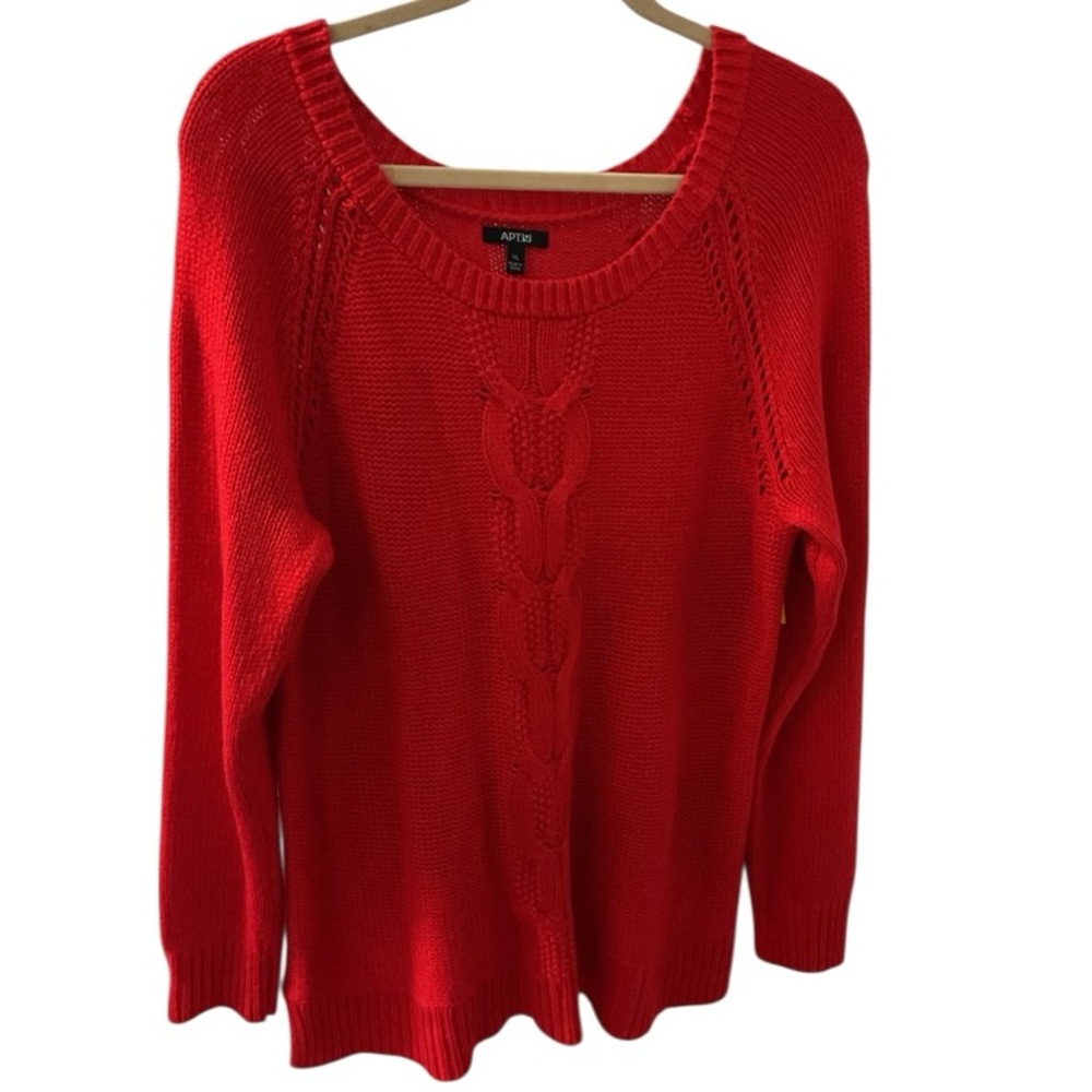 Apt. 9 Bright Red Cable Scoop Neck Sweater